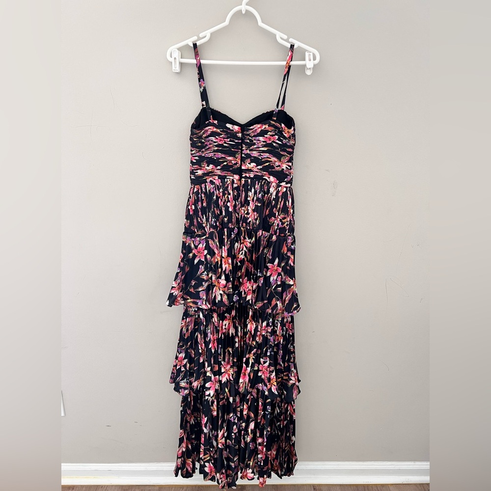 Amur Londyn Pleated Tiered Gown In Island Floral Maxi Dress Size 0/ XS - Picture 5 of 10